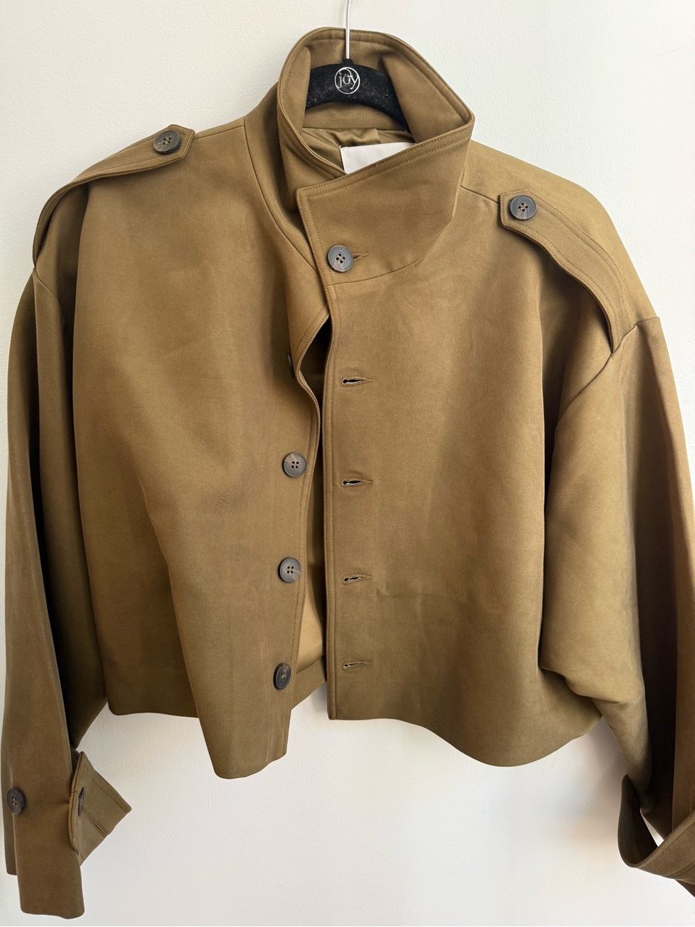 Meshki Olive Cropped Military-Style Button Jacket - Picture 4 of 4